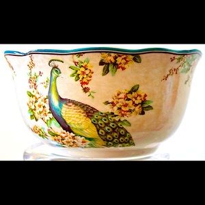 222 FIFTH EMPRESS GARDEN TEAL SOUP CEREAL BOWL NEW PORCELAIN PEACOCK